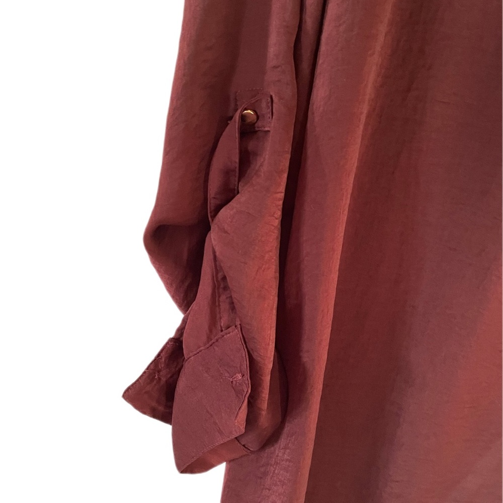 Apt 9 Rust Rayon Women’s Large V-neck Blouse - Picture 4 of 4